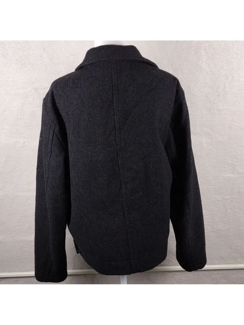 J. Crew 100% Wool Black Pointed Collar Long Sleeve Full Zipper Front Dress Coat